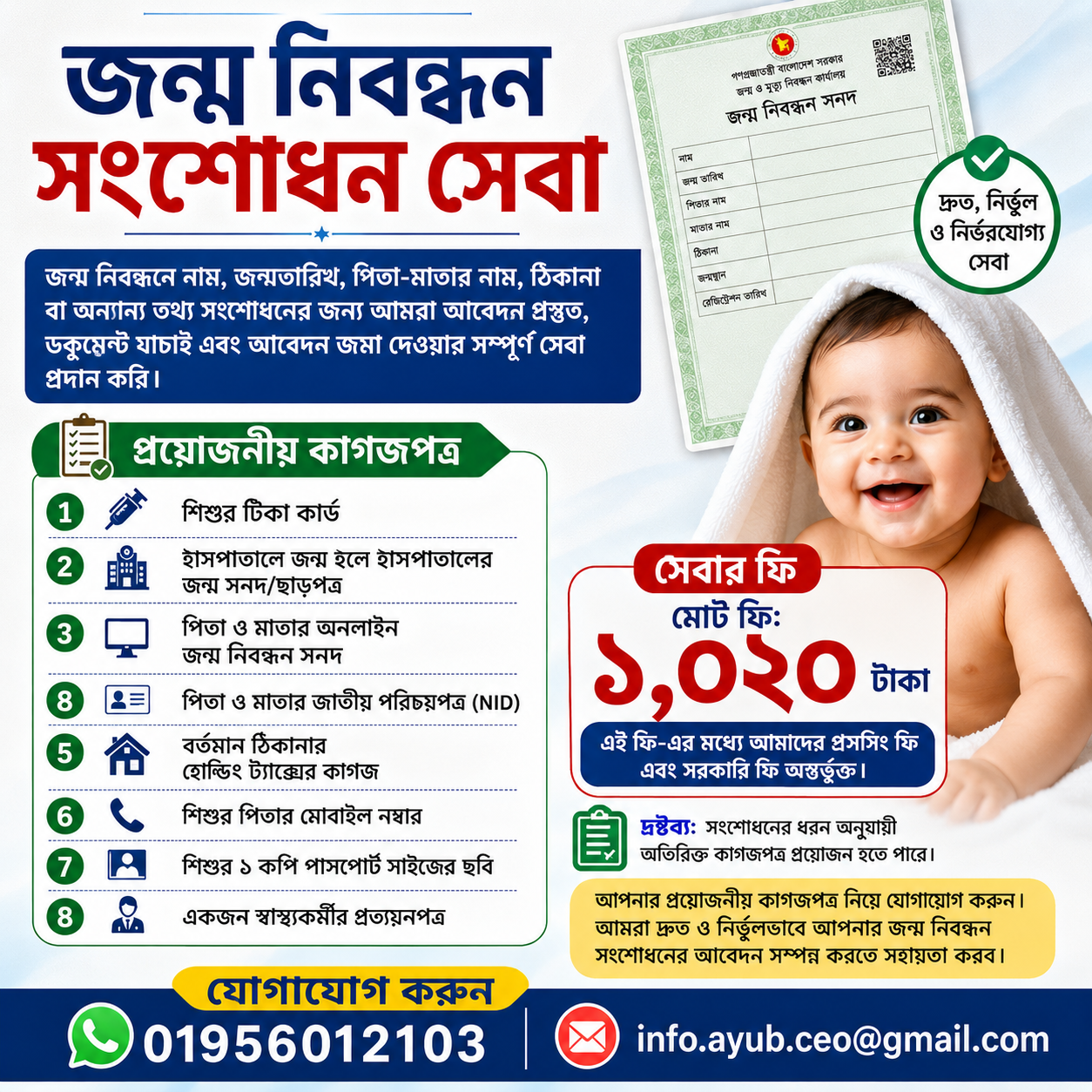 জন্ম নিবন্ধন সংশোধন সেবা